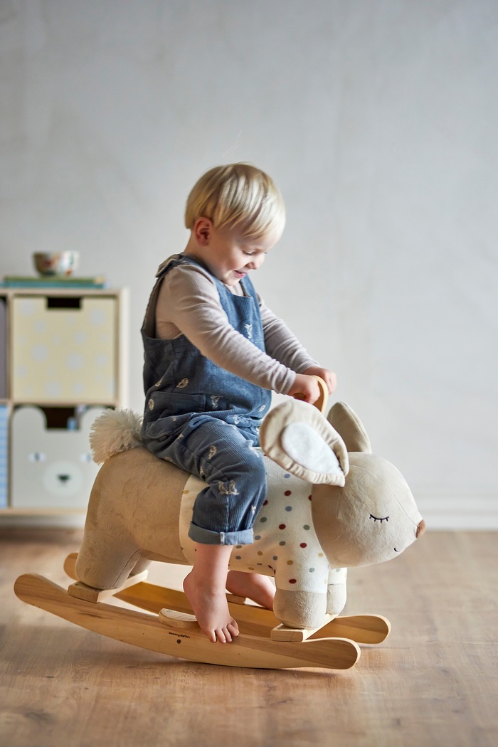 Bloomingville MINI Koń na biegunach dziecięcy Villja Rocking Toy, Rabbit beżowy 82063160