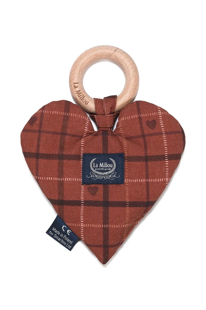 La Millou Hryzátko detské bavlnené MOO MEADOW PLAID oranžová 156703