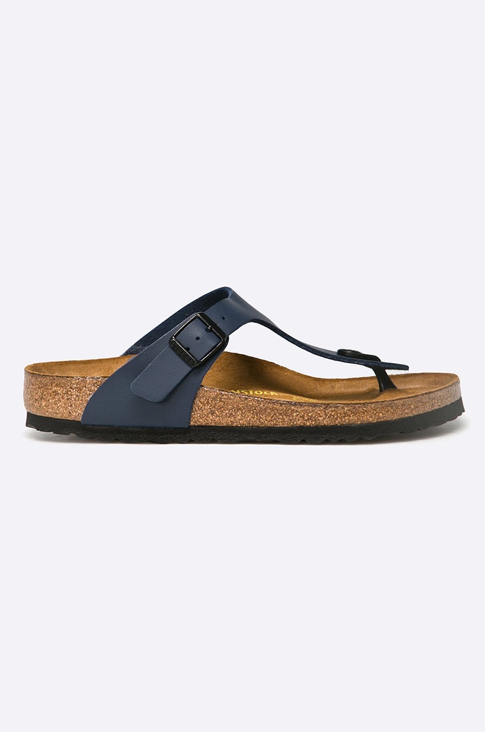 Σαγιονάρες Birkenstock Gizeh απομίμηση λείου δέρματος σκούρο μπλε 143621