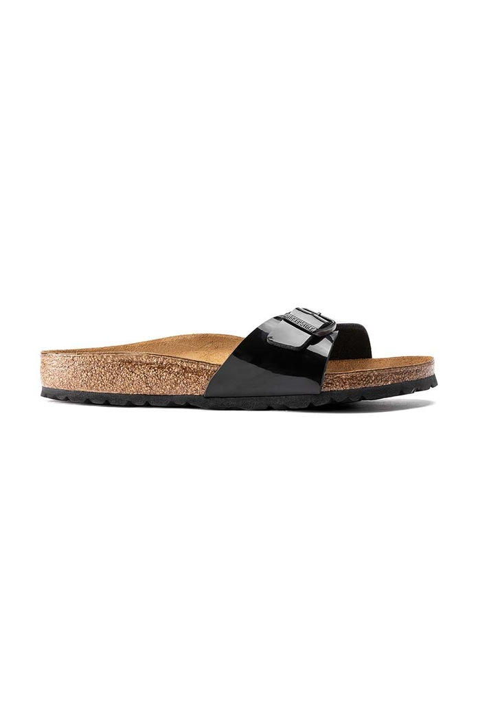 Šľapky Birkenstock Madrid imitácia lakovanej kože čierna 040303