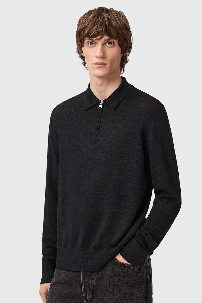 Шерстяной свитер AllSaints чёрный M047KD