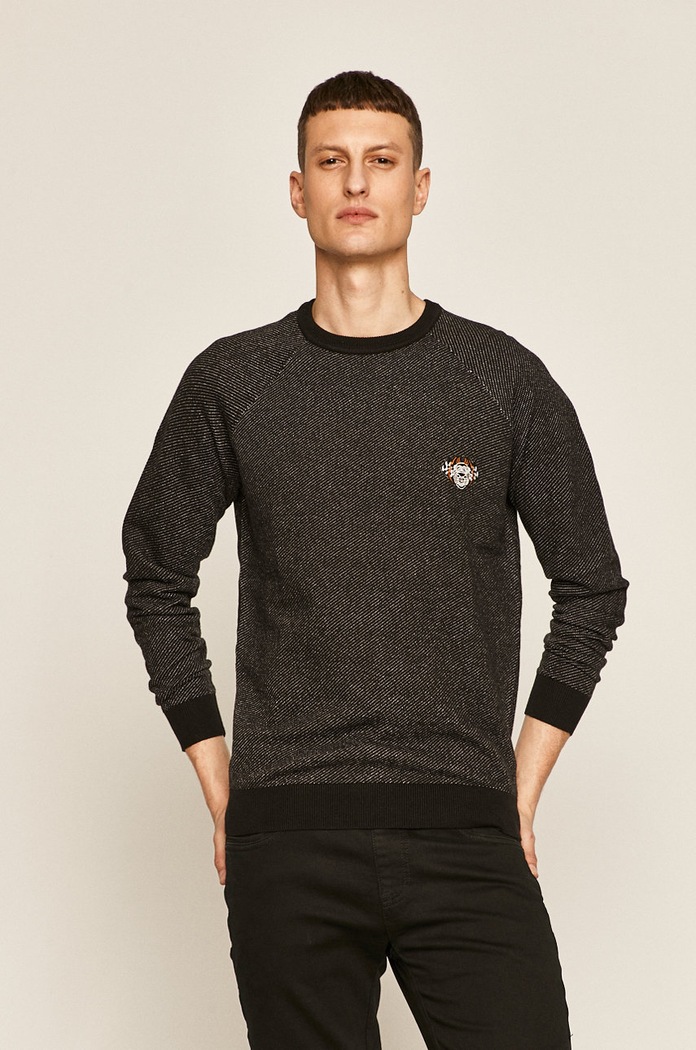 Sweter męski wzorzysty szary średniej grubości szary RS20.SWM200