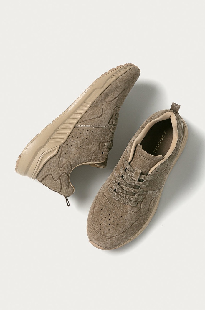 Skórzane sneakersy męskie beżowe beżowy RS21-OBM202