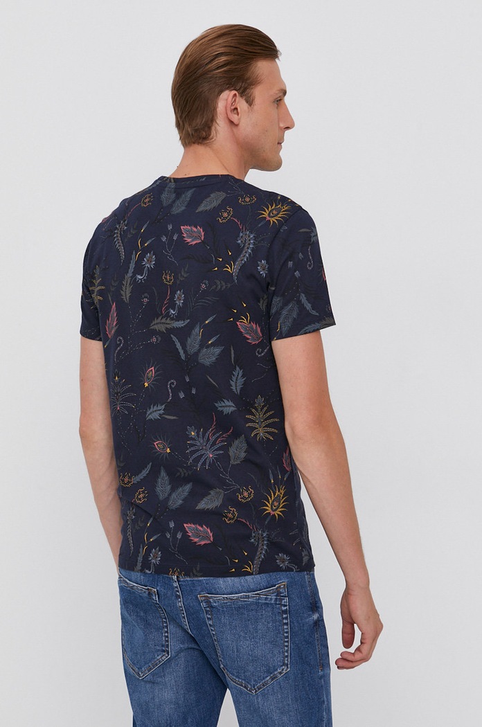 Odzież T-shirt męski z bawełny organicznej granatowy RS21-TSM302 granatowy