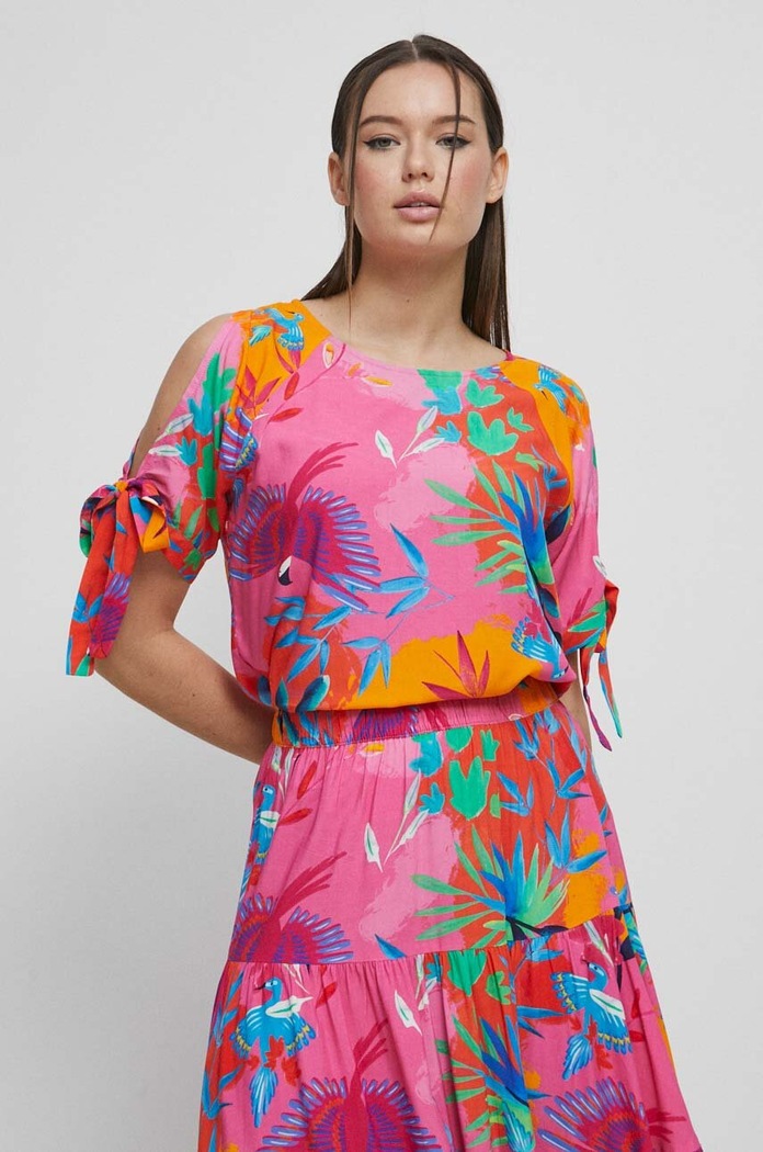 Bluzka damska wzorzysta kolor multicolor multicolor RS23.BKD902
