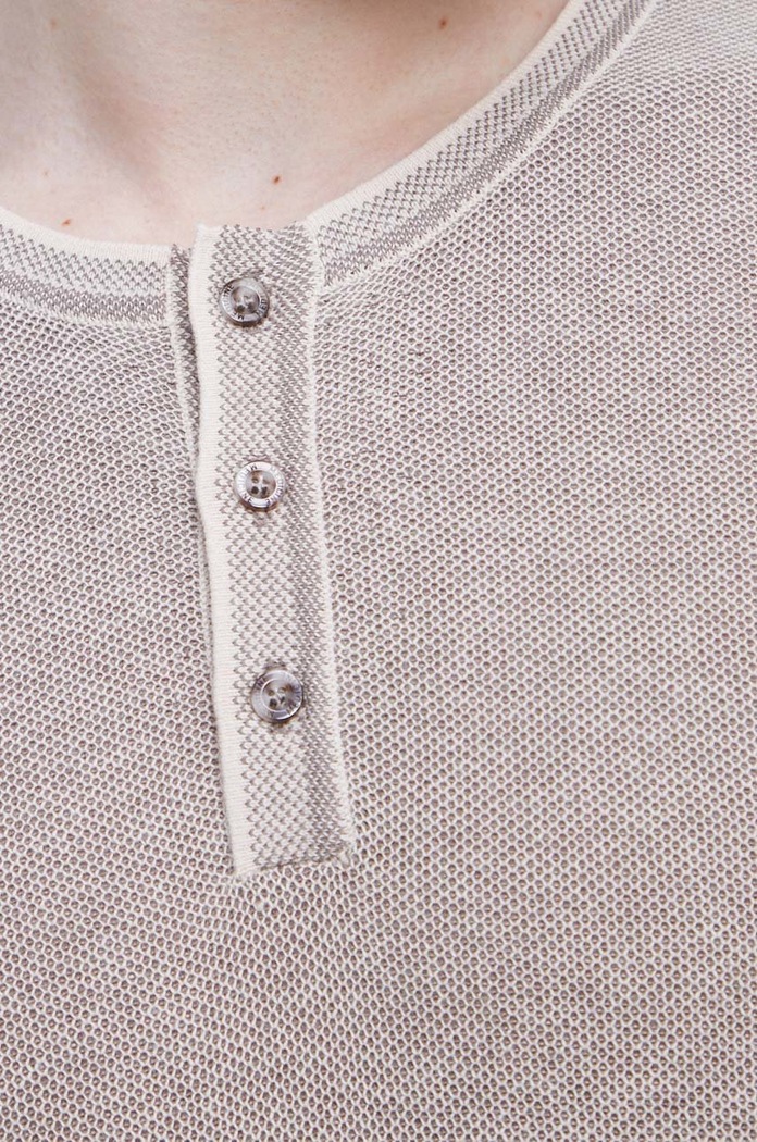 Sweter bawełniany męski z fakturą kolor beżowy RS23.SWM013 beżowy