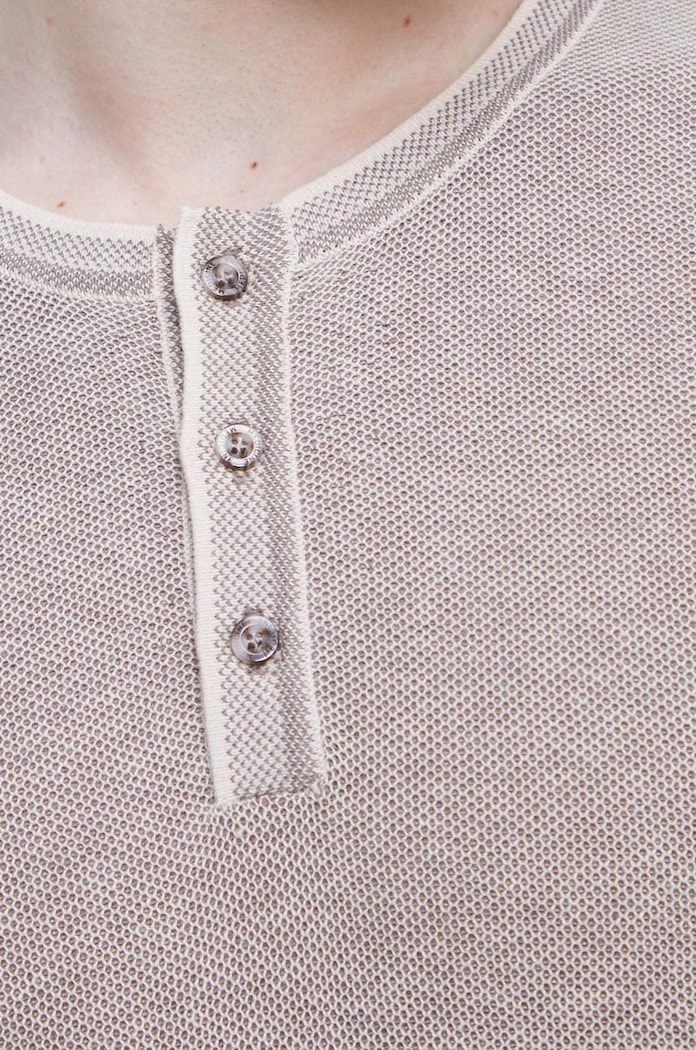 Sweter bawełniany męski z fakturą kolor beżowy RS23.SWM013 beżowy