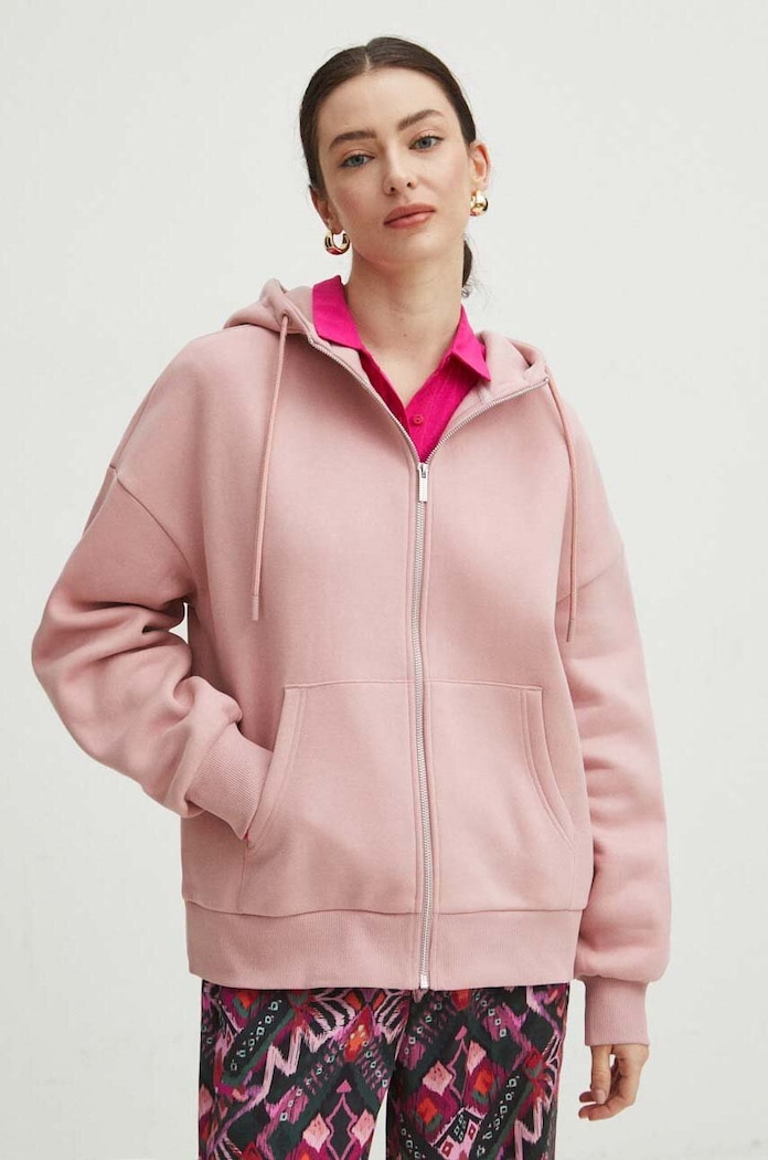 Bluza damska z kapturem gładka kolor różowy RS24.BLD030 różowy RS24