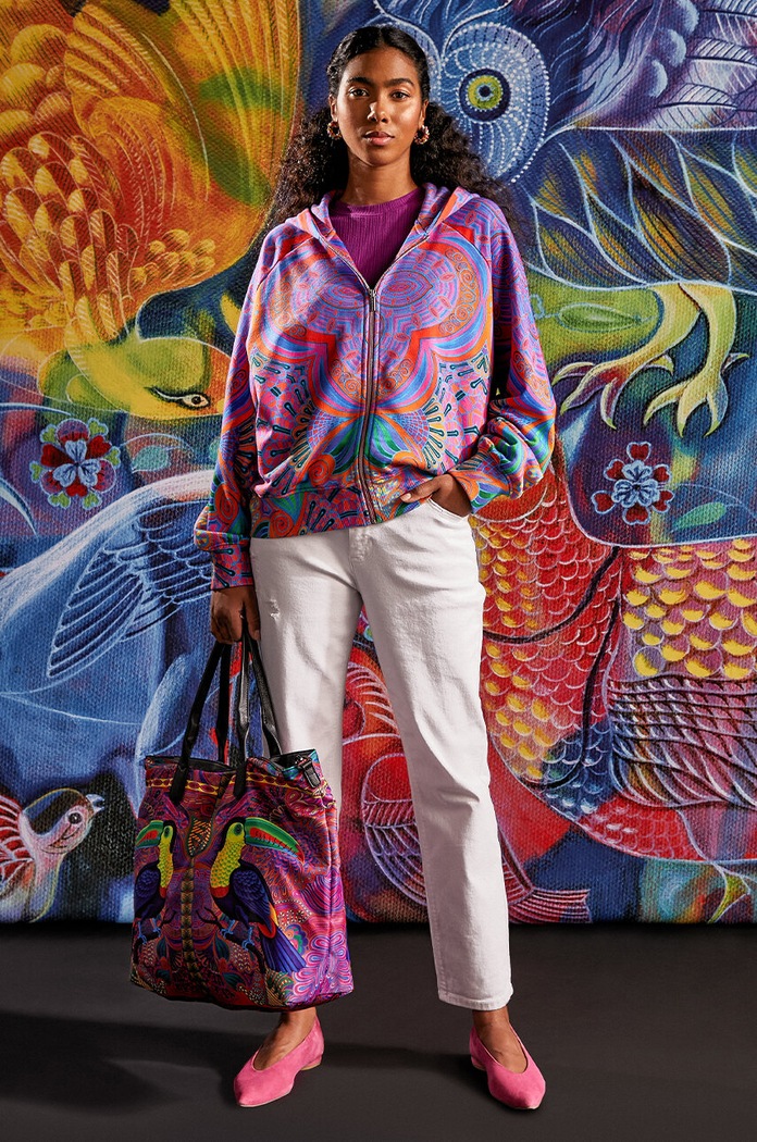 Mikina dámska z kolekcie Jane Tattersfield x Medicine viac farieb s elastanom viacfarebná RS24-BLD851