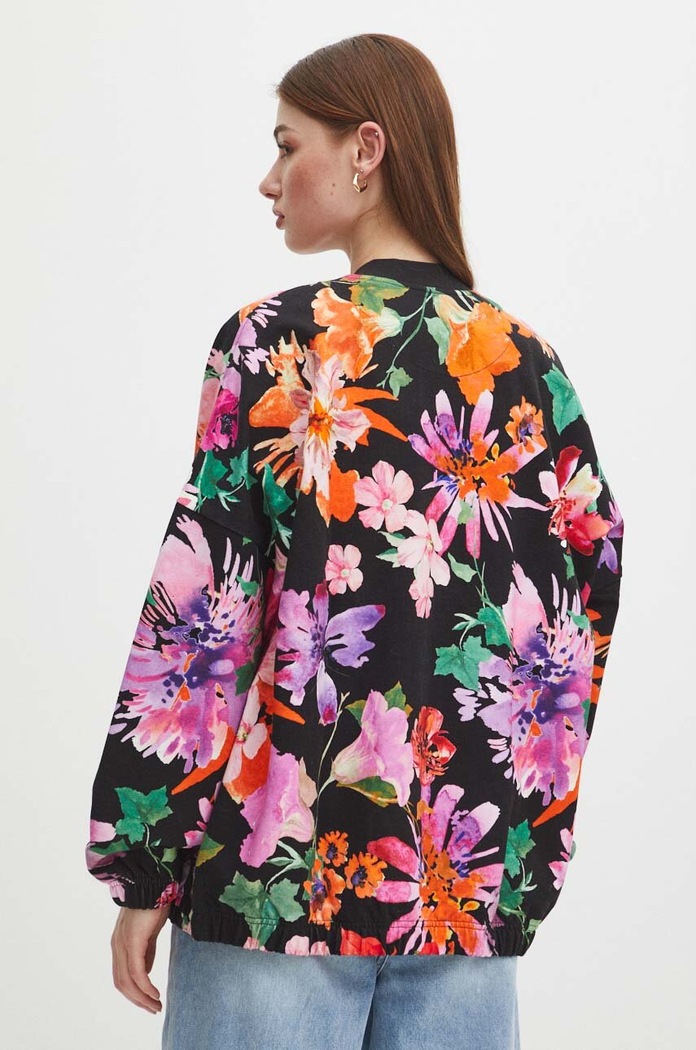 Odzież Bluza damska w kwiaty kolor czarny RS24-BLD903 czarny