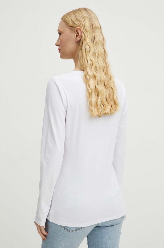 Odzież Longsleeve bawełniany damski kolor biały RS24-BUD010 biały