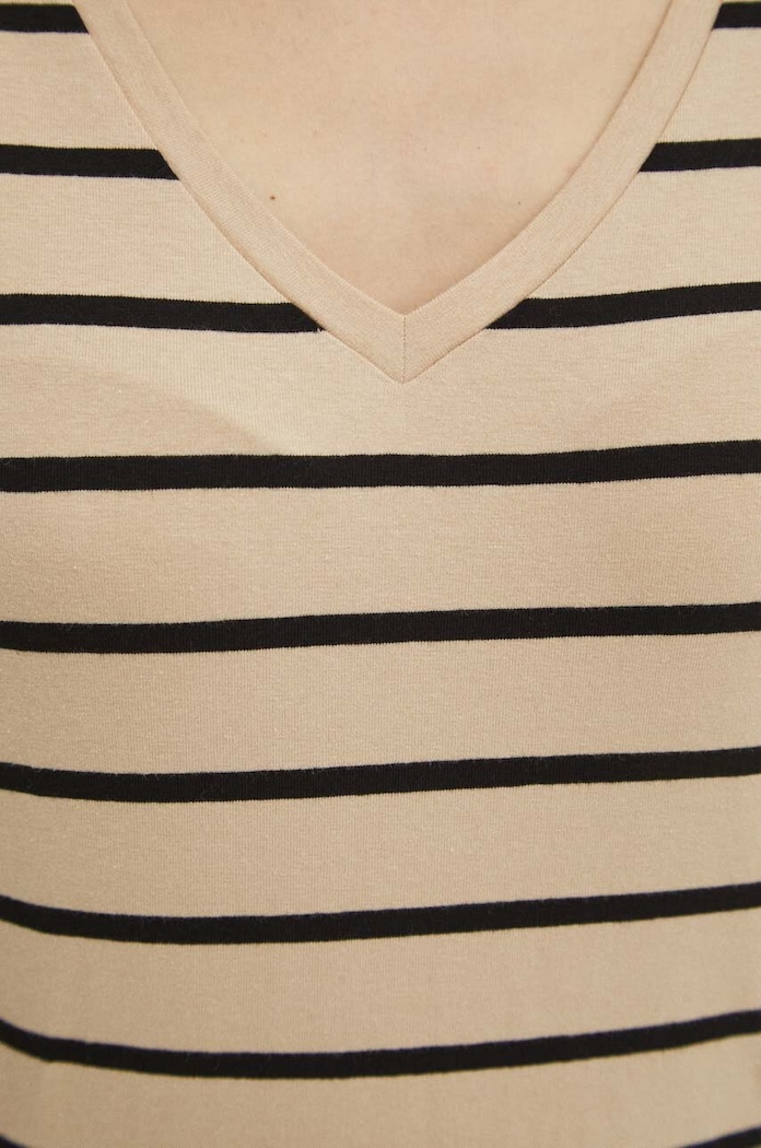 Longsleeve bawełniany damski kolor beżowy RS24-BUD010 beżowy