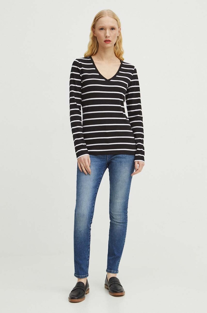 Longsleeve bawełniany damski kolor czarny RS24-BUD010 czarny RS24