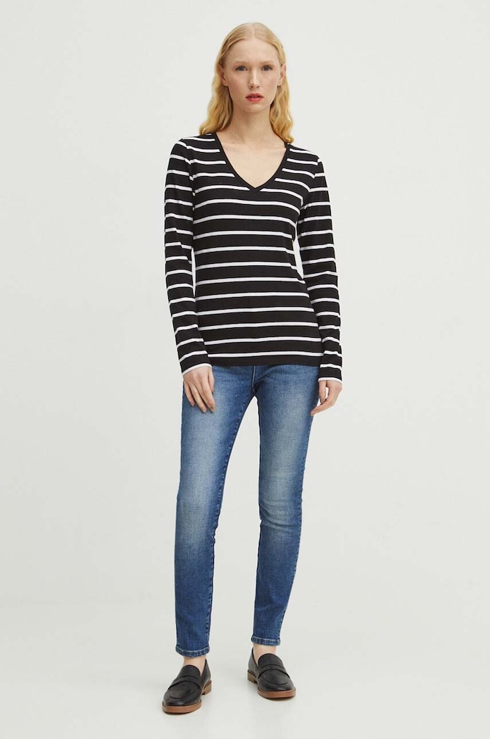 Longsleeve bawełniany damski kolor czarny RS24-BUD010 czarny RS24