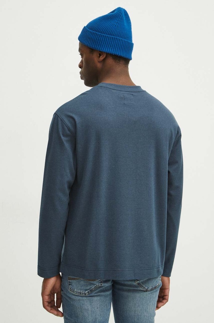 Longsleeve męski regular kolor granatowy granatowy RS24.BUM031