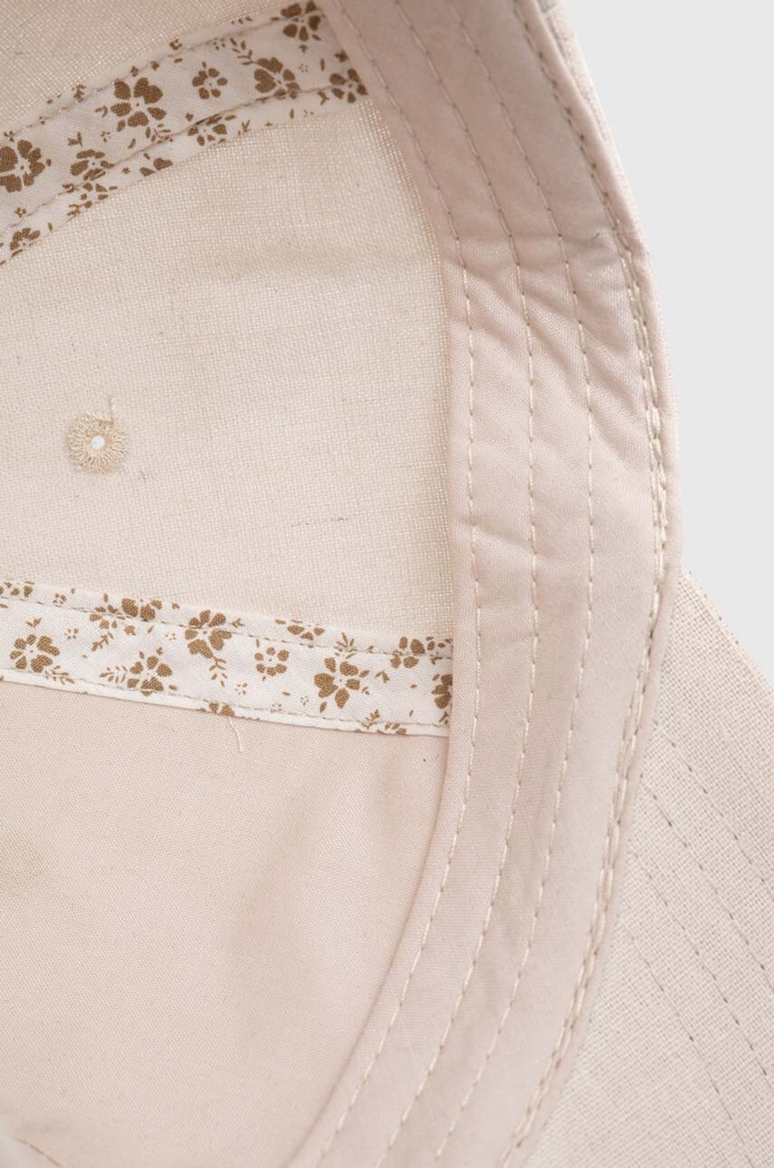 Czapka z daszkiem damska gładka z lnem kolor beżowy beżowy RS24.CAD738
