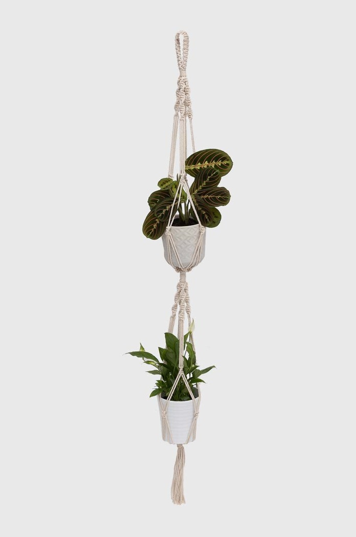 Makrama - kwietnik bawełniany handmade kolor beżowy beżowy RS24-DEU909
