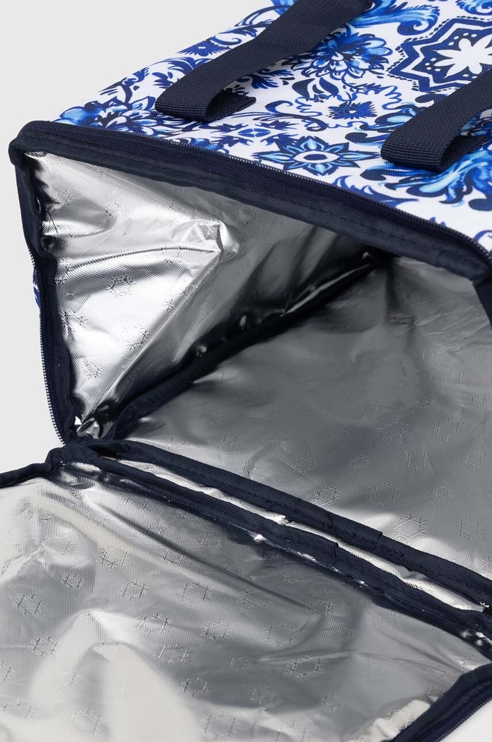 Torba termiczna z funkcją plecaka wzorzysta kolor niebieski RS24-GAU702