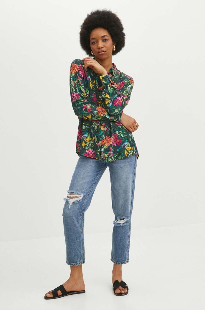 Koszula damska regular wzorzysta kolor multicolor casual multicolor RS24-KDD071