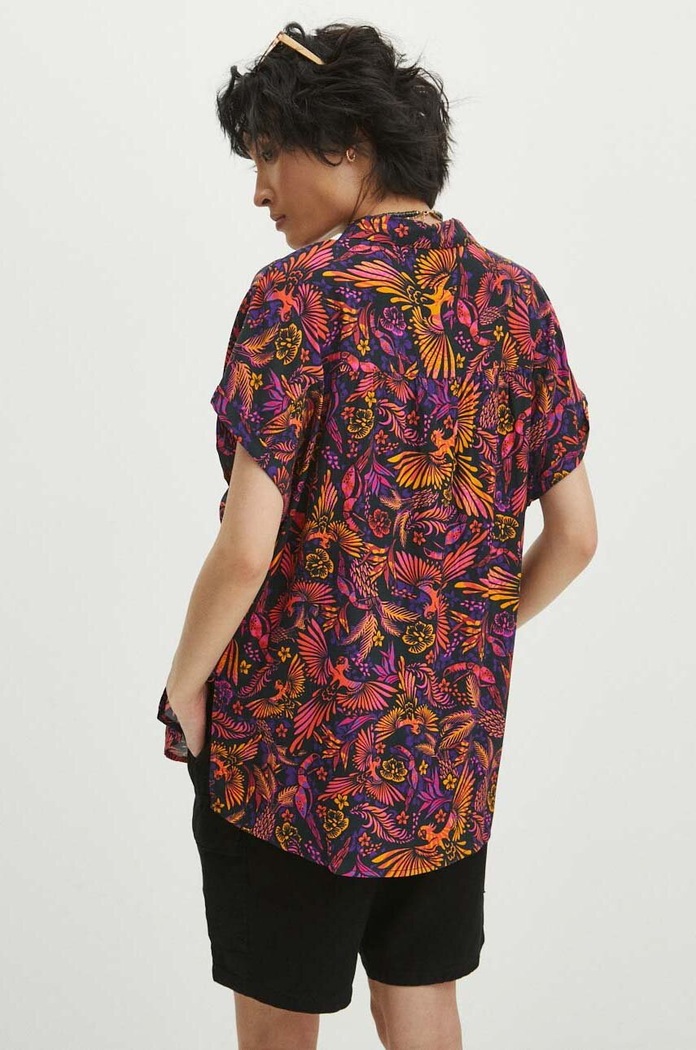Odzież Koszula damska oversize wzorzysta kolor multicolor RS24-KKD071 multicolor