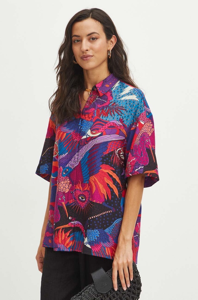Koszula damska oversize wzorzysta kolor multicolor wzorzyste multicolor RS24-KKDB00