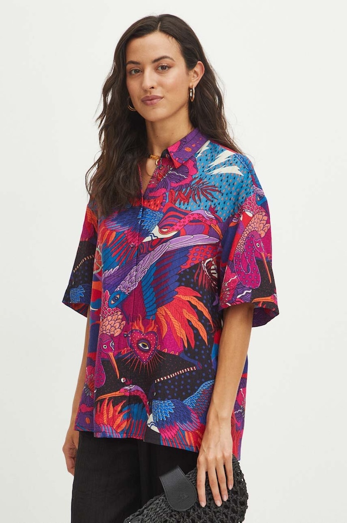 Koszula damska oversize wzorzysta kolor multicolor wzorzyste multicolor RS24-KKDB00