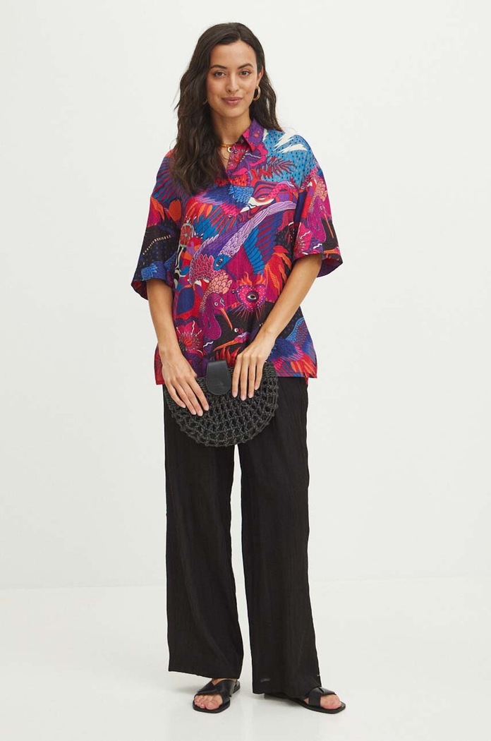 Koszula damska oversize wzorzysta kolor multicolor RS24-KKDB00 multicolor RS24