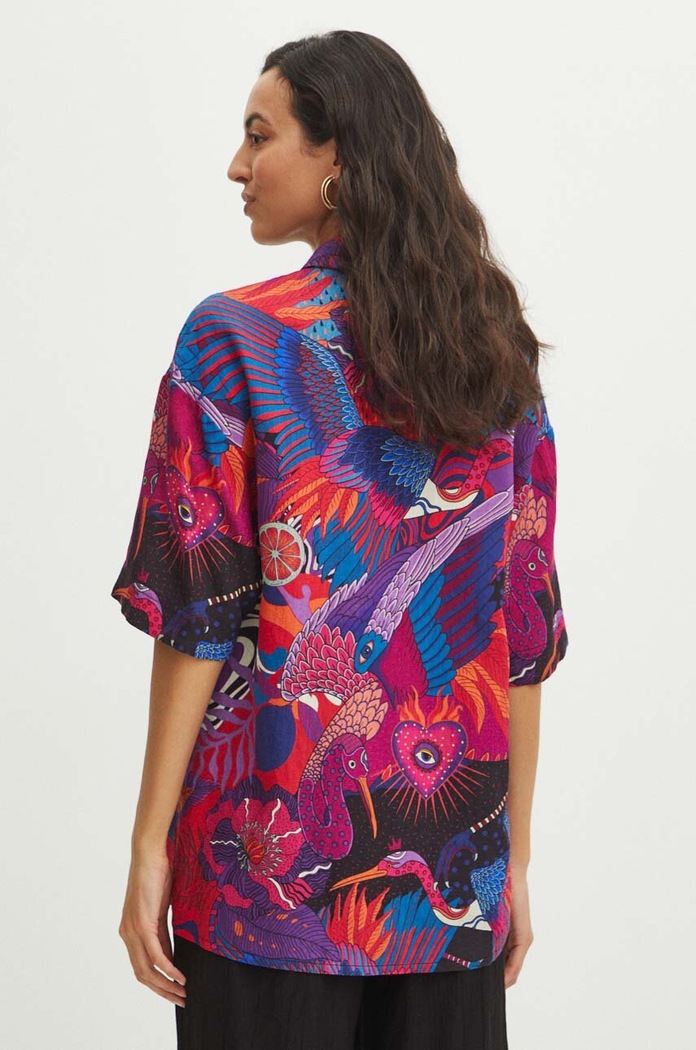 Odzież Koszula damska oversize wzorzysta kolor multicolor RS24-KKDB00 multicolor