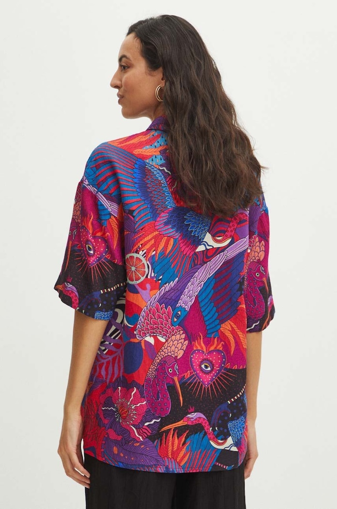 Odzież Koszula damska oversize wzorzysta kolor multicolor RS24-KKDB00 multicolor