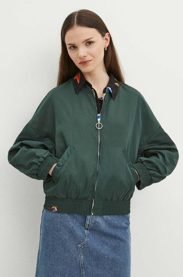 Kurtka bomber damski z kolekcji Jane Tattersfield x Medicine kolor zielony RS24-KUD850 zielony RS24