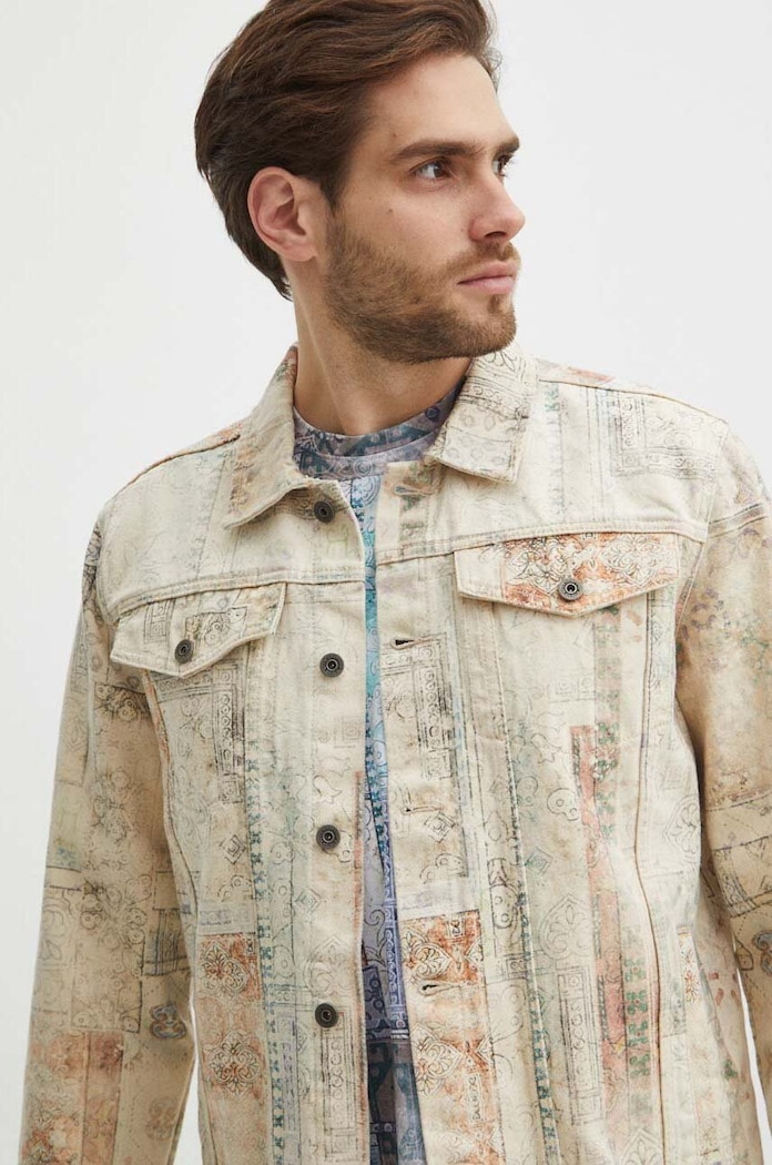 Kurtka jeansowa męska wzorzysta kolor multicolor pozostałe multicolor RS24.KUM503