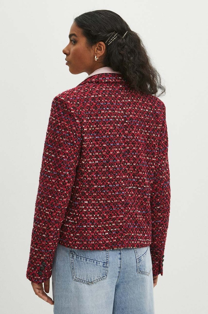 Marynarka damska tweedowa wzorzysta kolor multicolor multicolor RS24.KZD302