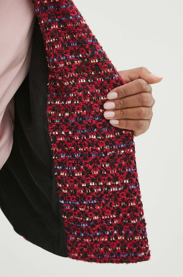 Marynarka damska tweedowa wzorzysta kolor multicolor RS24.KZD302