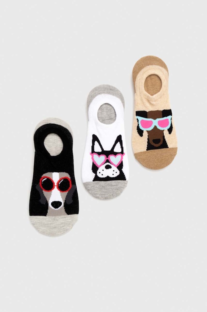 Bavlněné ponožky dámské s pejsky (3-pack) více barev krátké ponožky vícebarevná RS24.LGD605