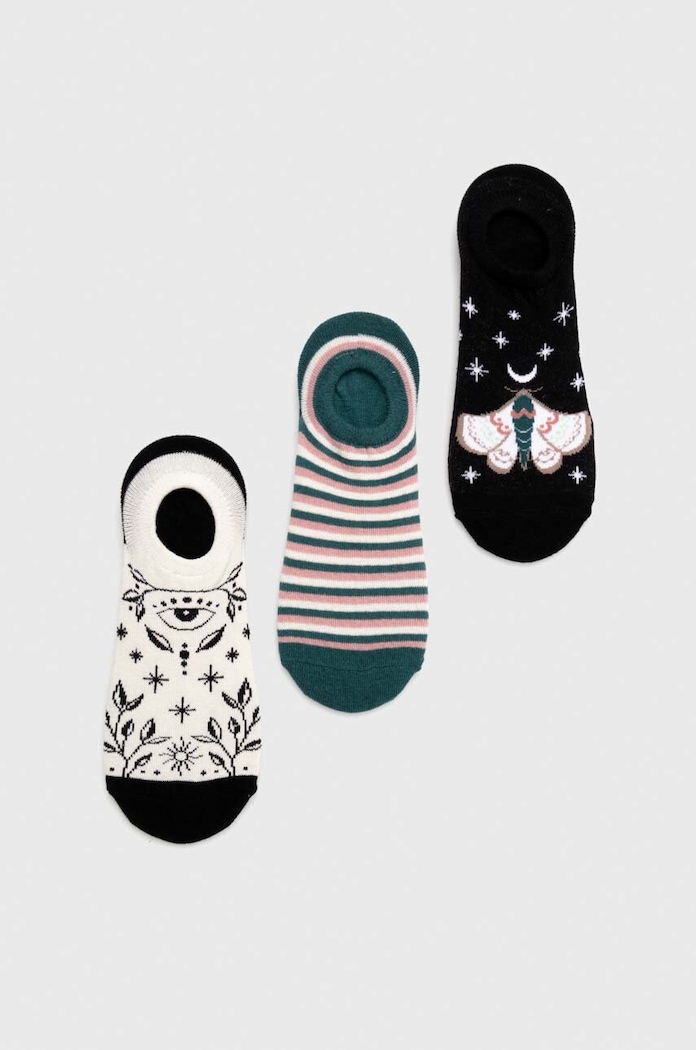 Skarpetki bawełniane damskie wzorzyste (3-pack) kolor multicolor skarpetki krótkie multicolor RS24.LGD608