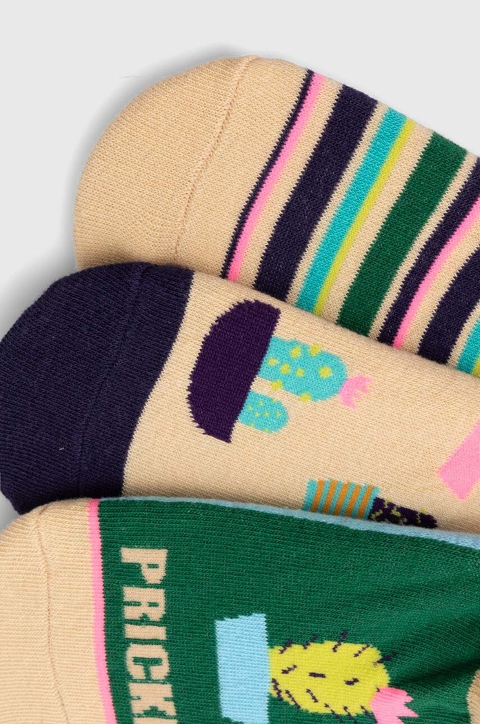 Skarpetki z bawełną damskie w kaktusy (3-pack) kolor multicolor RS24-LGD803 multicolor RS24