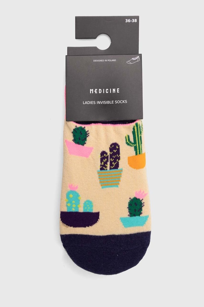 Odzież Skarpetki z bawełną damskie w kaktusy (3-pack) kolor multicolor RS24-LGD803 multicolor