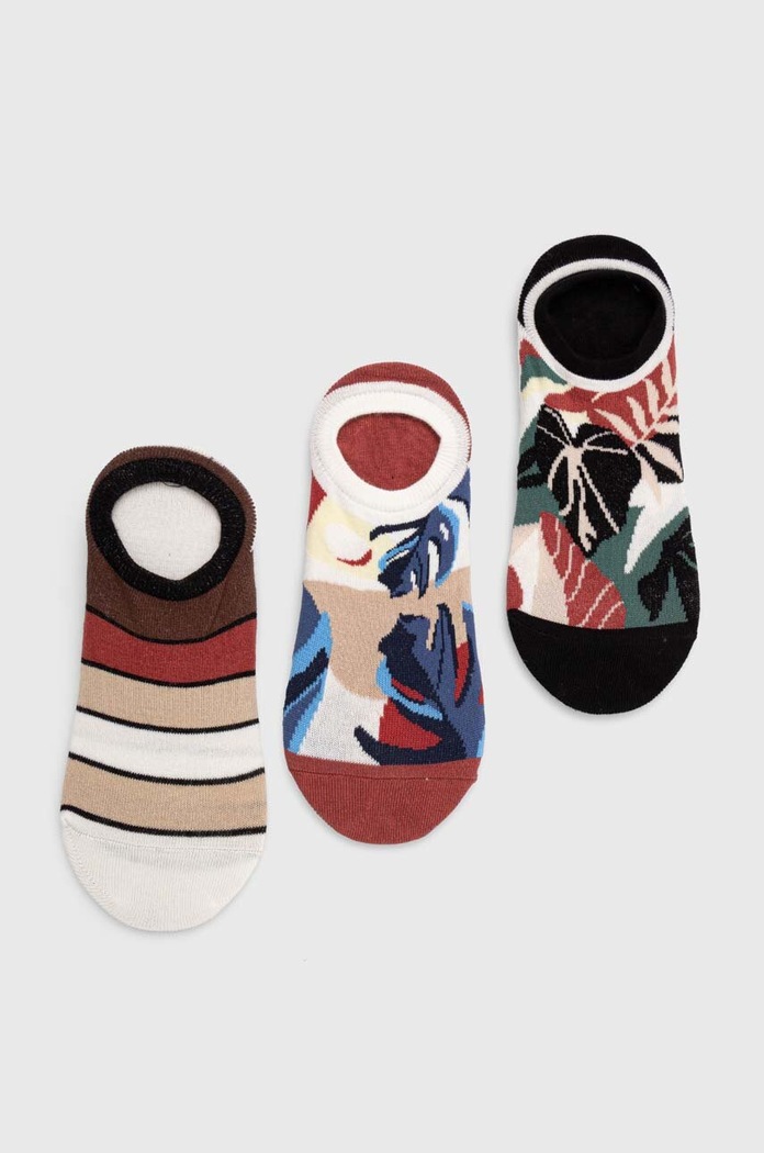 Skarpetki bawełniane damskie z motywem roślinnym (3-pack) kolor multicolor skarpetki krótkie multicolor RS24.LGD811