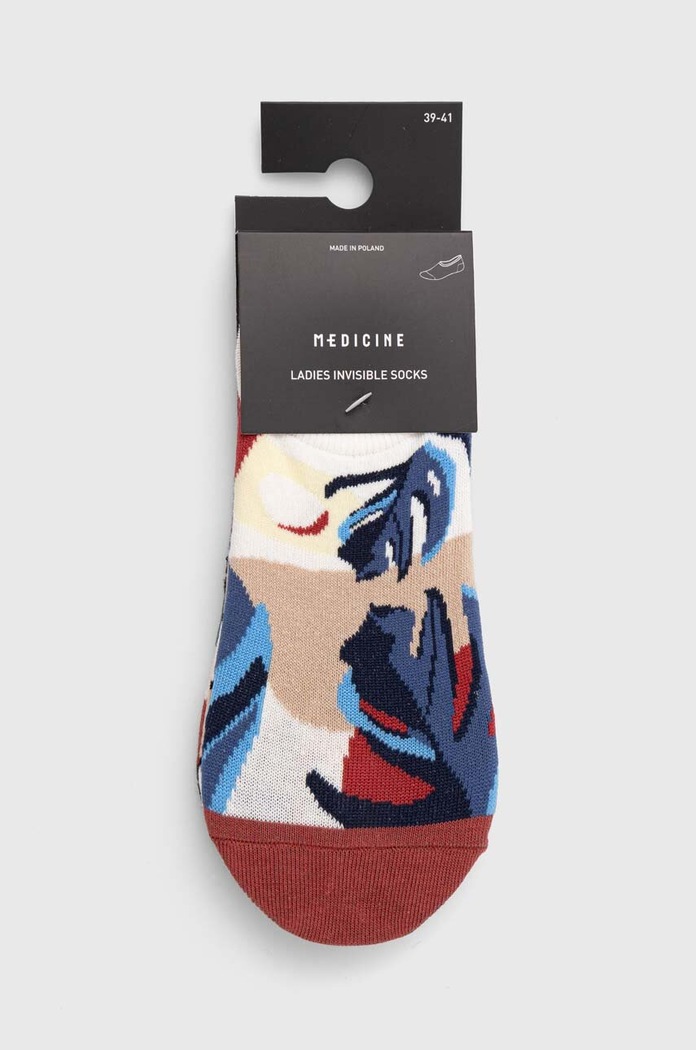 Odzież Skarpetki bawełniane damskie z motywem roślinnym (3-pack) kolor multicolor RS24.LGD811 multicolor