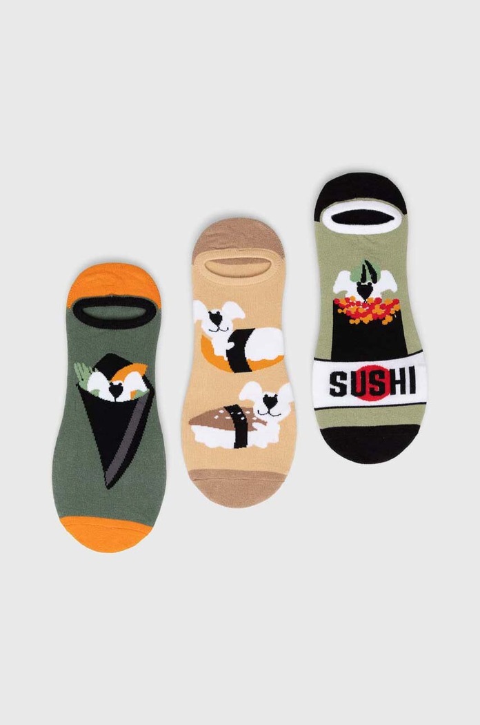 Bavlnené ponožky pánske s motívom sushi (3-pack) viac farieb krátke ponožky viacfarebná RS24.LGMC04