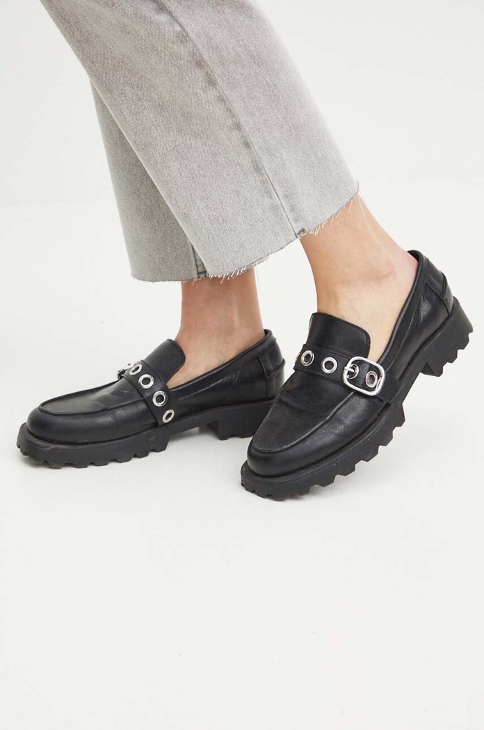 Mokasíny dámské z eko-kůže černá barva platforma černá RS24-OBD209