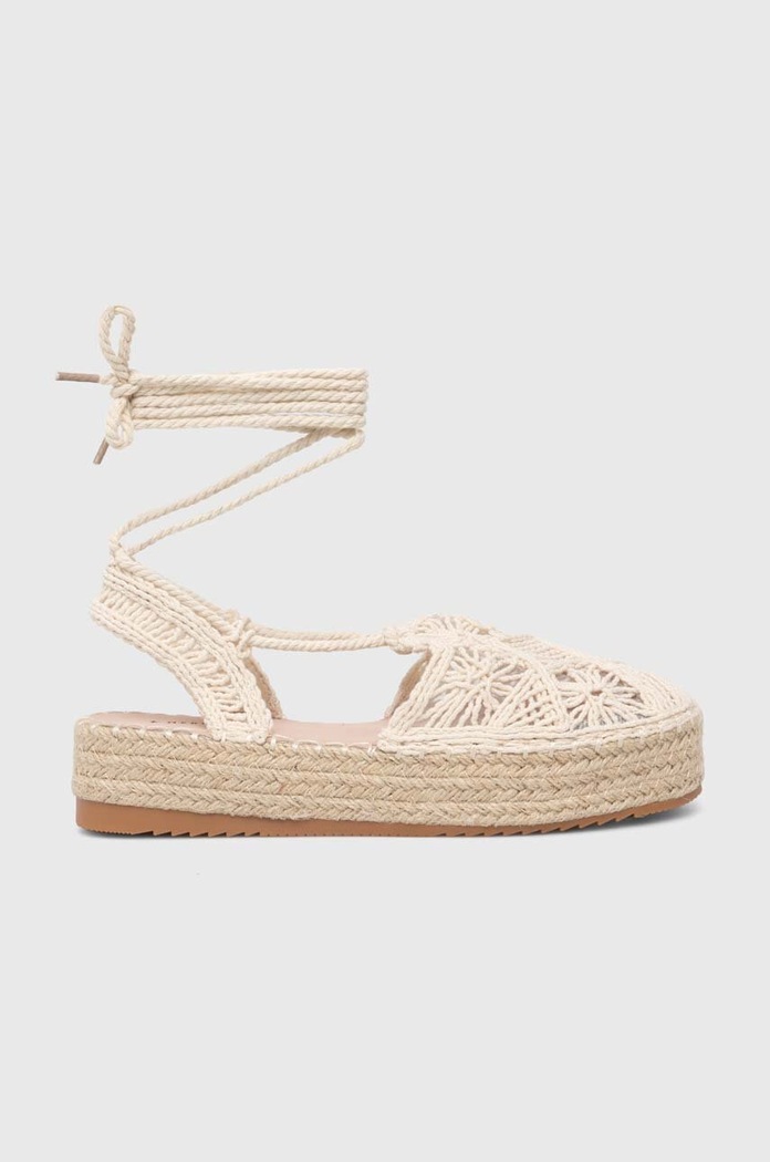 Espadryle damskie ażurowe z wiązaniem kolor beżowy RS24-OBD805 beżowy RS24