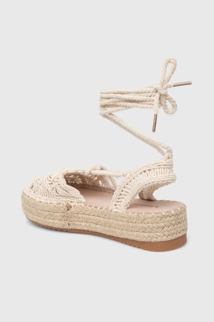 Espadryle damskie ażurowe z wiązaniem kolor beżowy beżowy RS24-OBD805