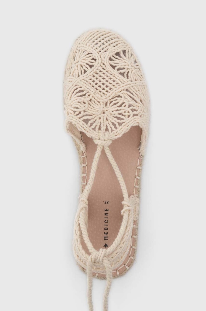 Espadryle damskie ażurowe z wiązaniem kolor beżowy RS24-OBD805 beżowy