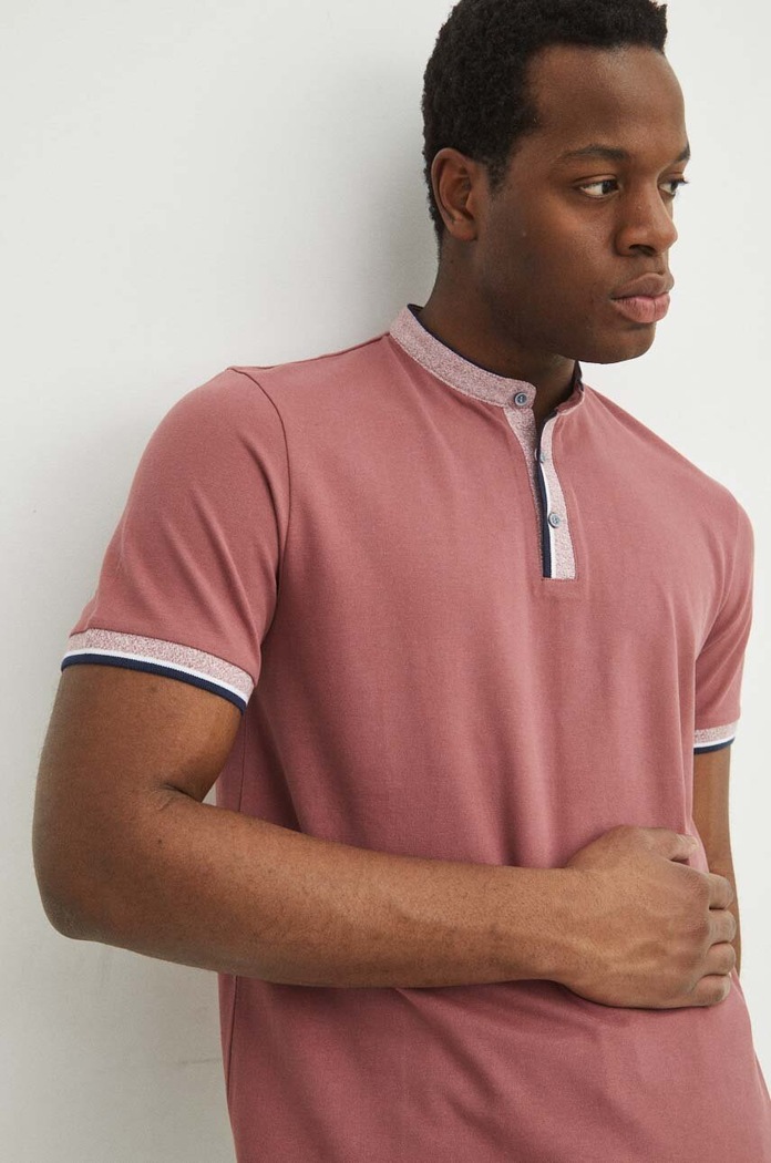 Medicine polo pánské bavlněné s elastanem slim růžová RS24-POM301