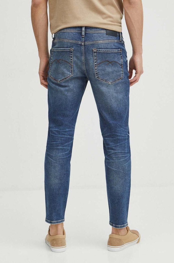 Odzież Jeansy męskie tapered z przetarciami kolor niebieski RS24-SJM605 niebieski