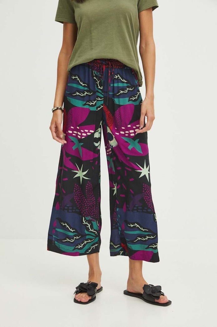Spodnie damskie culottes wzorzyste kolor multicolor tkanina multicolor RS24-SPD0B0