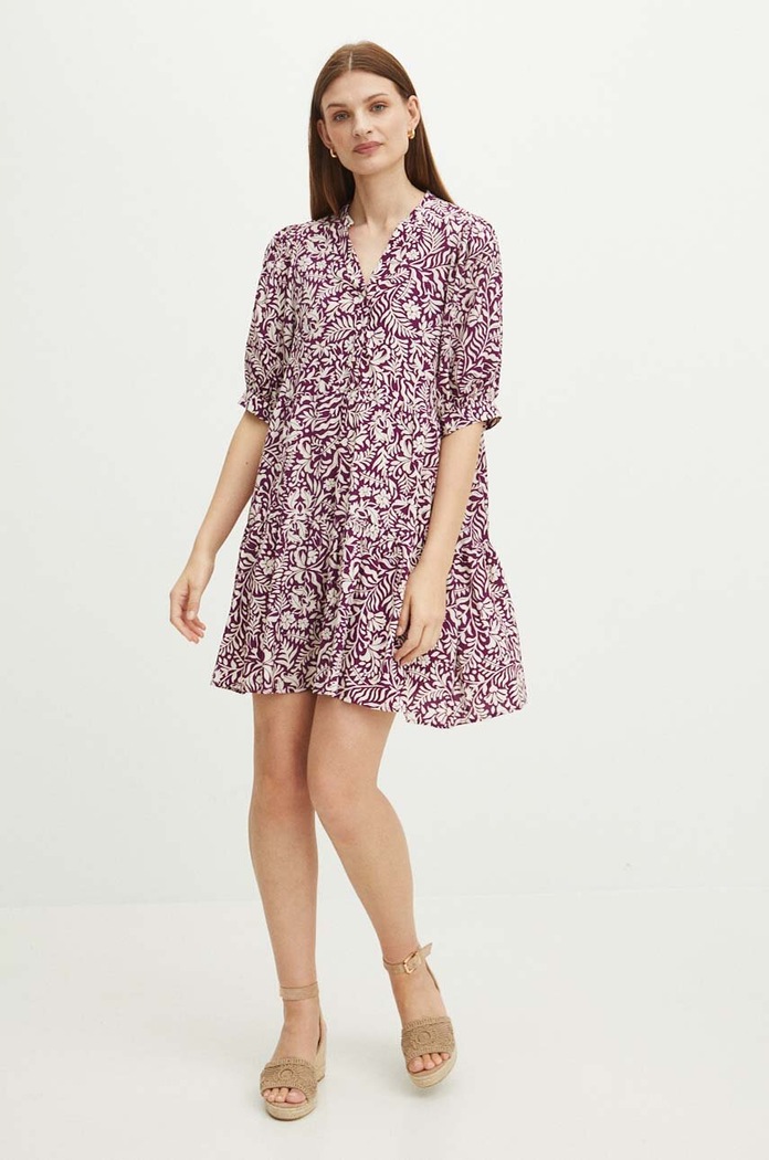 Sukienka damska mini oversize wzorzysta kolor różowy casual różowy RS24.SUD094