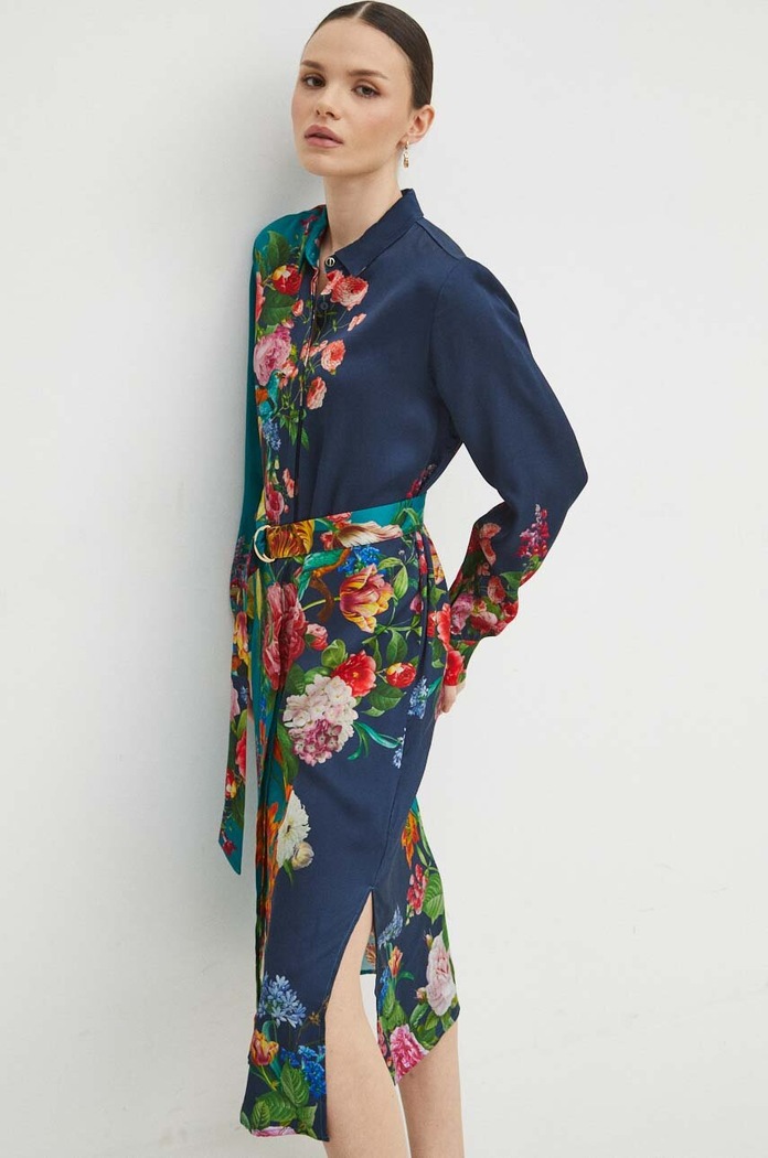 Sukienka damska z paskiem midi w kwiaty kolor multicolor RS24.SUD300 multicolor RS24