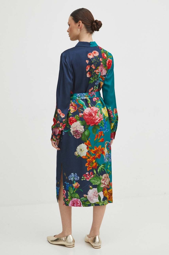Odzież Sukienka damska z paskiem midi w kwiaty kolor multicolor RS24.SUD300 multicolor
